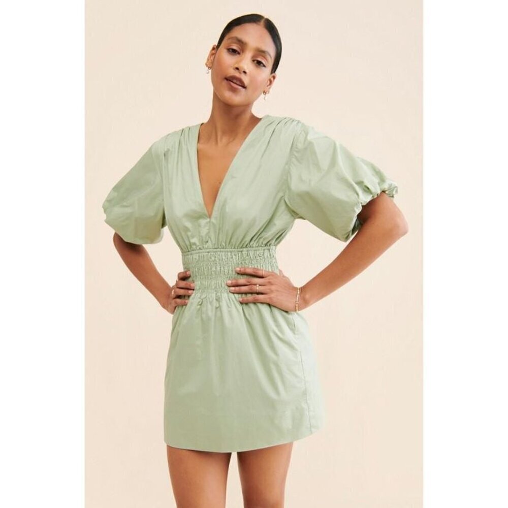 suboo sia‎ shirred waist mini ress MSRP $315 size large waist mini dress nuuly